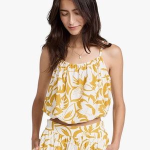 Madewell Linen-Blend Meriden Tropicale Floral Beachy Crop Tank NWT - Size Small